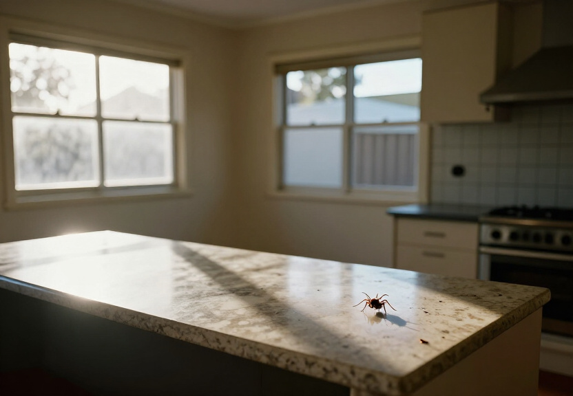 Spider webs in a Narraweena storage area before treatment